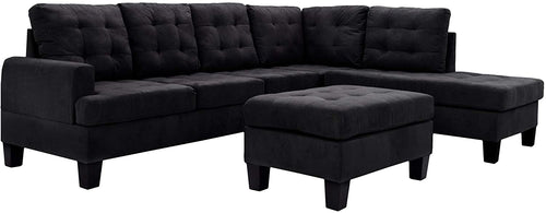 3 Piece Modern Reversible Sectional with Chaise and Ottoman - EK CHIC HOME