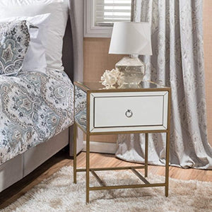 CHIC Mirrored Gold Single Drawer Side Table - EK CHIC HOME
