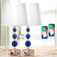 Load image into Gallery viewer, 3 Way Dimmable Touch Crystal Bedroom Lamp with USB - EK CHIC HOME