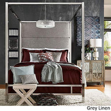 Load image into Gallery viewer, Evie Chrome Metal Canopy Bed with Linen Panel - EK CHIC HOME