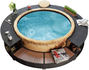 Spa Surround Poly Rattan Hot Tub Surround Relax Furniture - EK CHIC HOME