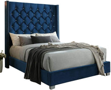 Load image into Gallery viewer, EK CHIC HOME LUXURY VELVET Queen Bed, Navy Blue - EK CHIC HOME