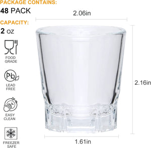 EK CHIC HOME 2oz Drinking Glass, Thick Bottom Glass (48 pcs) - EK CHIC HOME