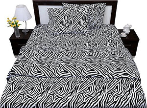 Zebra Print 4PCs Bed Sheet Set Queen Size Genuine 600-Thread-Count - EK CHIC HOME