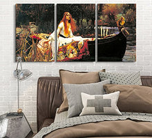 Load image into Gallery viewer, 3 Panel World Famous Painting Reproduction on Canvas Wall Art - The Lady of Shalott by John William Waterhouse - EK CHIC HOME