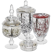 Load image into Gallery viewer, Decorative Mercury Silver Glass Apothecary Jars 3 Piece Set - EK CHIC HOME