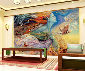 Wall Mural 3D Wallpaper Oil Painting Beautiful Fairy Beauty Butterfly Wall Decoration Art - EK CHIC HOME