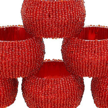 Load image into Gallery viewer, Set of 6 Red Beaded Table Decoration Napkin Rings - EK CHIC HOME