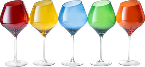 Slanted Rim Colored Wine Glasses by The Wine Savant – Set of 5 - EK CHIC HOME