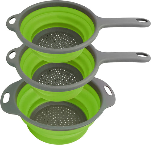 Set of 3 Collapsible Colanders Foldable Strainer - EK CHIC HOME