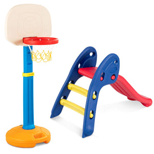 Folding Slide, Indoor First Slide Plastic Play Slide Climber for Kids (Round Rail) - EK CHIC HOME