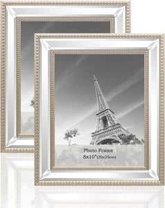 5x7 -  3 Pack Mirror Photo Frames Sets for Wall Pictures or Table Stand - EK CHIC HOME