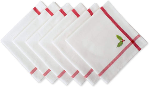 White Holly Corner With Border Napkin (Set of 6) - EK CHIC HOME