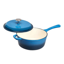 Load image into Gallery viewer, Commercial Enameled Cast Iron Covered Saucier, 3.7-Quart, Blue - EK CHIC HOME