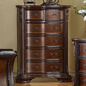 Luxurious Baroque Style Brown Cherry Finish King Size 6-Piece Bedroom Set - EK CHIC HOME