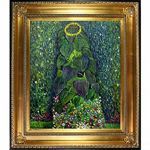 Sunflower by Klimt with Regency Gold Frame and Gold Finish with Black Edge - EK CHIC HOME