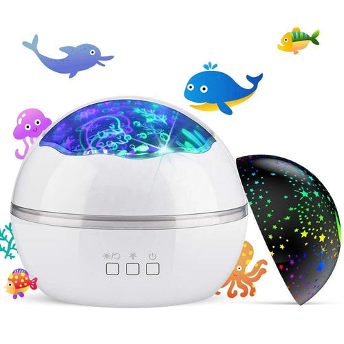 Night Light Projector, Ocean Constellation Night Lights Projector Lamp, Rotating and Colorful Mood Nursery Soother - EK CHIC HOME