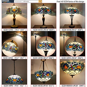 Tiffany  Floor Lamp Stained Glass Lotus Lampshade in 64 Inch Tall Antique Arched Base - EK CHIC HOME