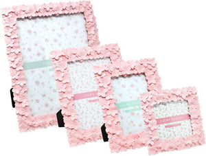 5x7 Pink Flower Textured Hand-Crafted Resin Picture Frame - EK CHIC HOME