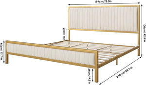 King Size Bed Frame, King Bed Frame and Headboard, Heavy Duty Metal - EK CHIC HOME