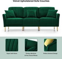Load image into Gallery viewer, 78.7 Inch Mid-Century Sofa Couch Upholstered Velvet - EK CHIC HOME