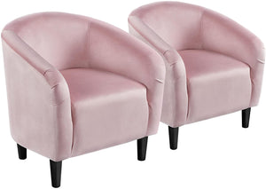 Set of 2 Barrel Velvet Accent Chair  Upholstered - EK CHIC HOME