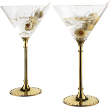 Load image into Gallery viewer, Gold Cocktail, Martini &amp; Champagne Glasses Rhinestone - EK CHIC HOME