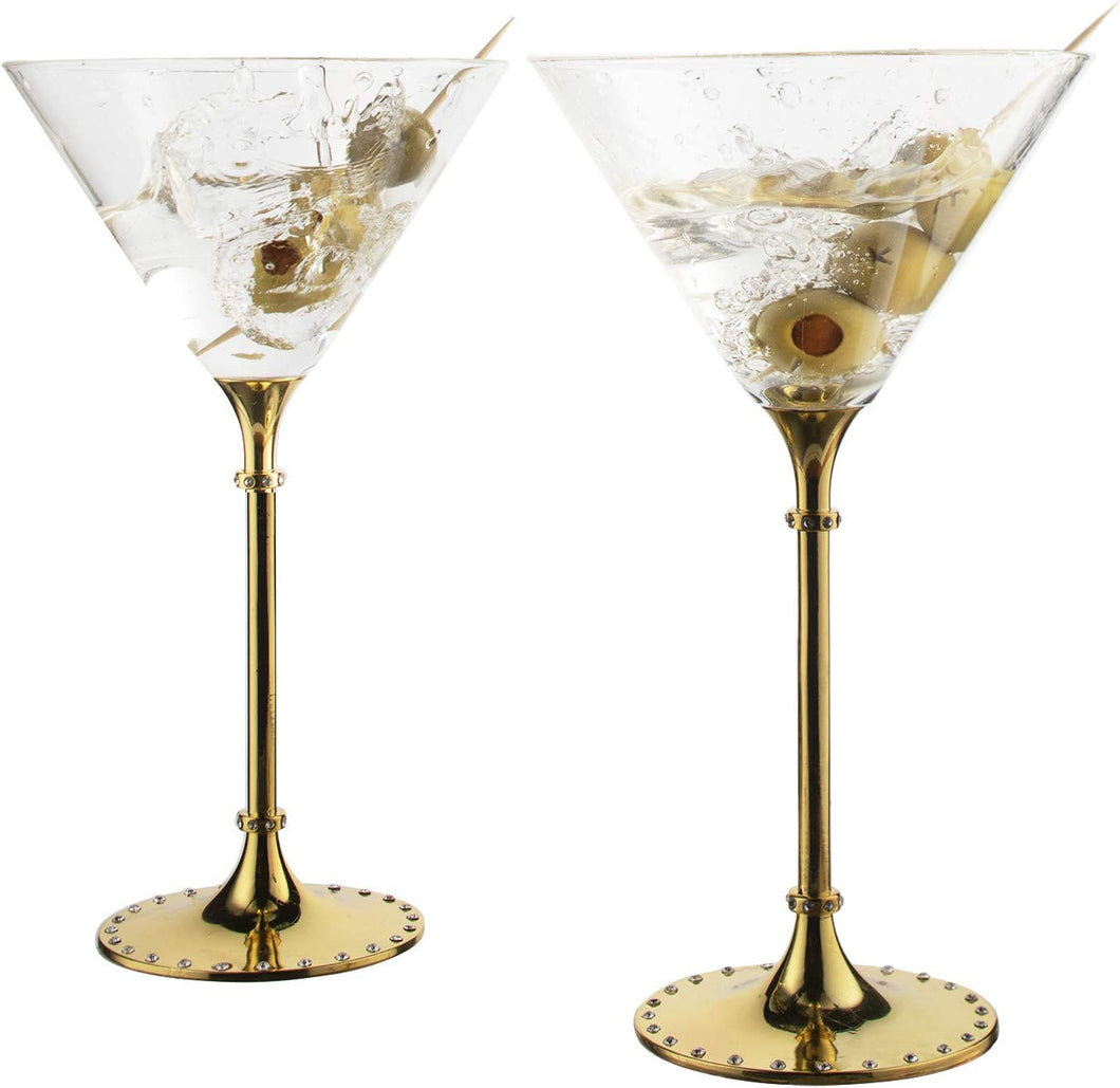 Gold Cocktail, Martini & Champagne Glasses Rhinestone - EK CHIC HOME