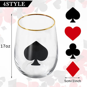 17oz Casino Party Stemless Wine Glasses - EK CHIC HOME
