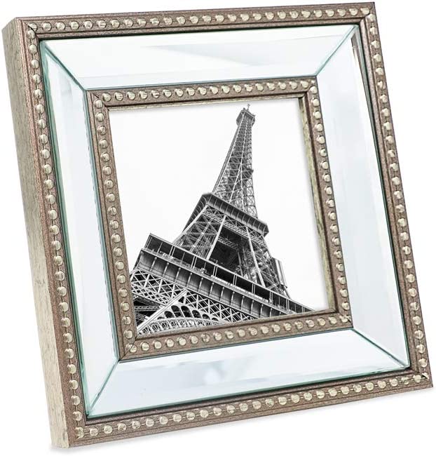 8x10 Gold Mirror Bead Picture Frame - Classic Mirrored Frame - EK CHIC HOME