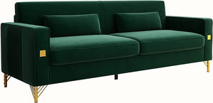 85'' Modern Velvet Sofa Furniture with Two Bolster Pillows - EK CHIC HOME