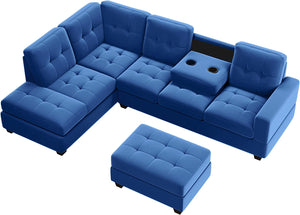 Reversible Sectional Sofa Set, Modern L-Shaped - EK CHIC HOME