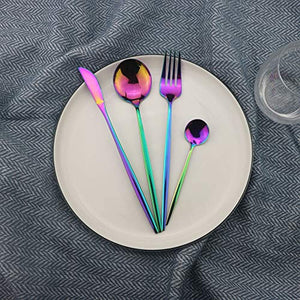Flatware Set 24 Piece, Stainless Steel With Titanium Colorful Plated, Rainbow Color Cutlery Set Service For 6 - EK CHIC HOME