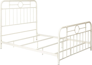 Queen Metal Pipe Bed Frame in Antique White - EK CHIC HOME