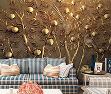 Load image into Gallery viewer, Wall Mural 3D Wallpaper Embossed Golden Tree Fruit Wall Decoration Art - EK CHIC HOME