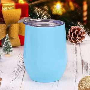 12 oz Wine Tumbler with Lid, Double Wall Vacuum Insulated Stemless Glass - EK CHIC HOME