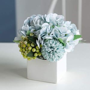 Artificial Flowers with Small Ceramic Vase Silk Roses - EK CHIC HOME