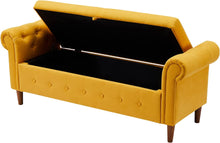 Load image into Gallery viewer, Fabric Armed Storage Ottoman Bench Contemporary Rolled Arm - EK CHIC HOME