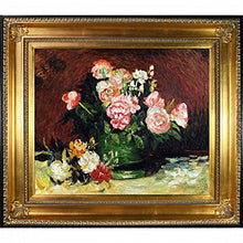Load image into Gallery viewer, Bowl with Peonies &amp; Roses By Vincent Van Gogh Framed Hand Painted Oil On Canvas with Regency Gold Frame - EK CHIC HOME