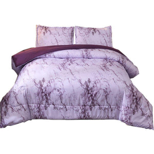 Marble Comforter Set Queen with 2 Matching Pillow Shams Brushed Quilt Bedding Sets - EK CHIC HOME