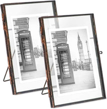 Load image into Gallery viewer, 4x6 (2-Pack), Antique Gold, Vintage Style Brass and Glass, Metal Floating - EK CHIC HOME