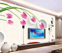 Load image into Gallery viewer, Wall Mural 3D Wallpaper Tulip Circle Modern Minimalist Wall Decoration Art - EK CHIC HOME