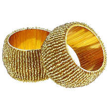 Load image into Gallery viewer, Handmade Indian Gold Beaded Napkin Rings - Set of 6 Rings - EK CHIC HOME