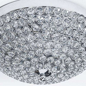 11.8 Inches Small Clear Crystal Beads Bowl Shaped Chrome Finish Base Chandelier - EK CHIC HOME