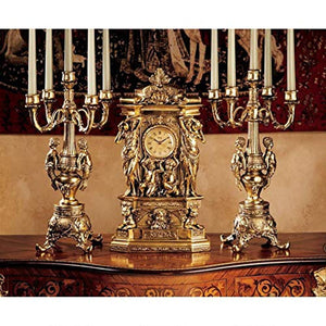Chateau Chambord Clock and Candelabra Ensemble, 20 Inch, Complete Set of 3 Pcs - EK CHIC HOME