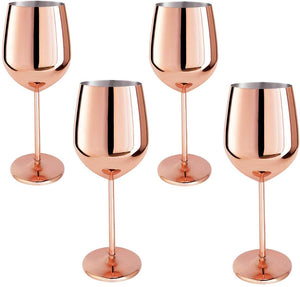 Copper Wine Glasses Stainless Steel Stemmed (Set of 4) - EK CHIC HOME