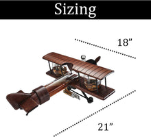 Load image into Gallery viewer, Whiskey &amp; Wine Decanter Airplane Set and Glasses Antique Wood Airplane - EK CHIC HOME