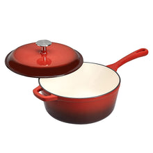 Load image into Gallery viewer, Commercial Enameled Cast Iron Covered Saucier, 3.7-Quart, Red - EK CHIC HOME