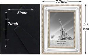 5x7 -  3 Pack Mirror Photo Frames Sets for Wall Pictures or Table Stand - EK CHIC HOME