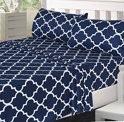 4-Piece Bed Sheet Set (Queen, Navy) - EK CHIC HOME